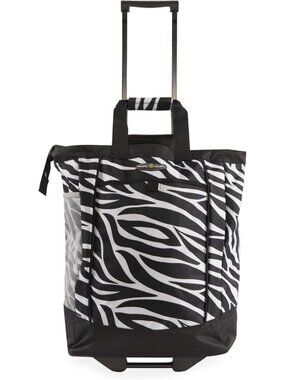 Large Zebra Print Rolling Shopper Tote Bag - Stylish, Spacious & Versatile